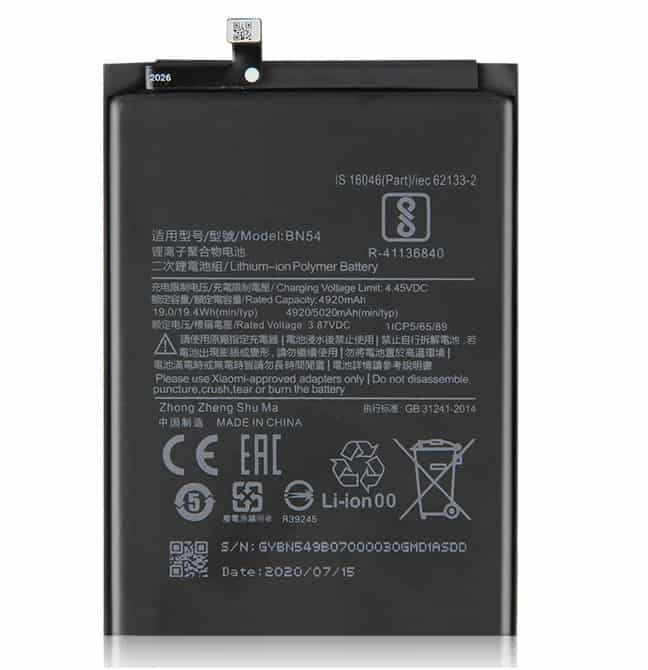 Redmi Note 9 Battery Repalacement Price in India Chennai