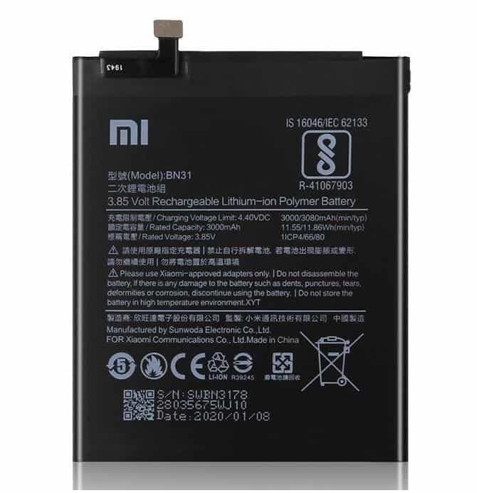 Redmi Y1 Battery Repalacement Price in India Chennai